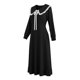 thumbnail image 5 of TaTaai 3/4 Sleeve Doll Collar Skirt, Women's Solid Color Bow Pleated Nightgown, Below Calf Length, Ideal for Home Daily Casual Outfits Gift, 5 of 6