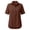 Coffee, variant on Women's Cotton Linen V Neck Short Sleeve Top, Regular Shoulder Lapel with High Low Hem and Rolled Cuff, Casual Blouse for Summer Daily Wear Coffee S