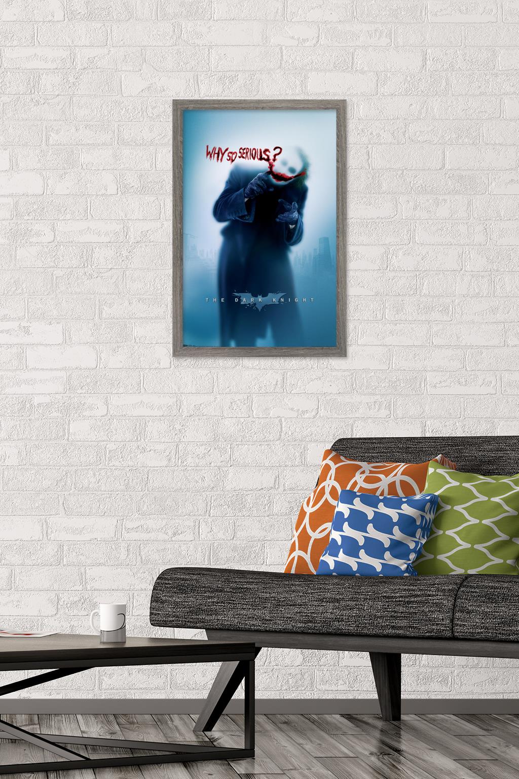 DC Comics - The Dark Knight - The Joker - Why So Serious Wall Poster, 14.725" x 22.375", Framed
