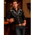 thumbnail image 3 of COOFANDY Men's Western Cowboy Shirt Long Sleeve Slim Fit Rose Embroidered Cotton Casual Button Down Shirts, 3 of 6