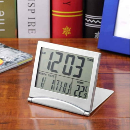 Machinehome  Best Choice Betus Digital Travel Alarm Clock - Foldable Calendar Temperature & Timer LCD Clock with Snooze Mode - Large Number Display, Battery Operated (Best Puzzle Alarm Clock App)