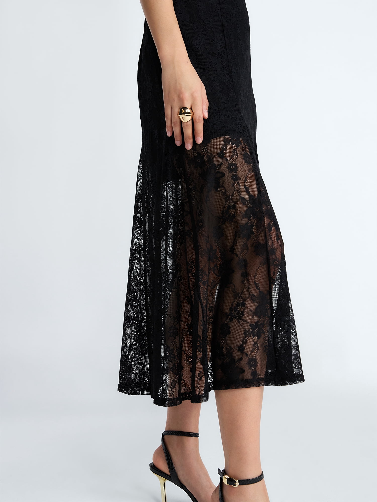 Devil Wears Prada Scoop Collection Women's Lace Maxi Skirt, Sizes XS-XXL