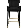 thumbnail image 4 of Maklaine Velvet Bar Stool Chair Set of 2 in Black - Semi-circle Seat & Footrest, 4 of 8