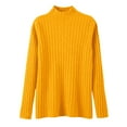 thumbnail image 4 of Women Long Sleeve Turtleneck Sweaters Tops Ribbed Knit Yellow Sweaters Women Warm Womens Holiday Sweaters, 4 of 4