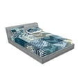 thumbnail image 2 of Ambesonne Nautical Fitted Sheet & Pillow Sham Set, Anchor Grunge Naval, Full, Blue Beige, 2 of 2
