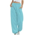 thumbnail image 1 of Pantalones de yoga de cintura alta con bolsillos para mujer - Pantalones de poliéster/spandex - Cómodos para hacer ejercicio/uso informal - Tallas S-XXL, 1 of 6