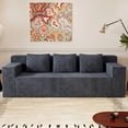 thumbnail image 2 of Aukfa 71" 3-Seater Modular Sofa, Corduroy Deep Seat Couch, No Assembly Comfy Sofa for Living Room, Bedroom, Apartment, Dark Gray, 2 of 5