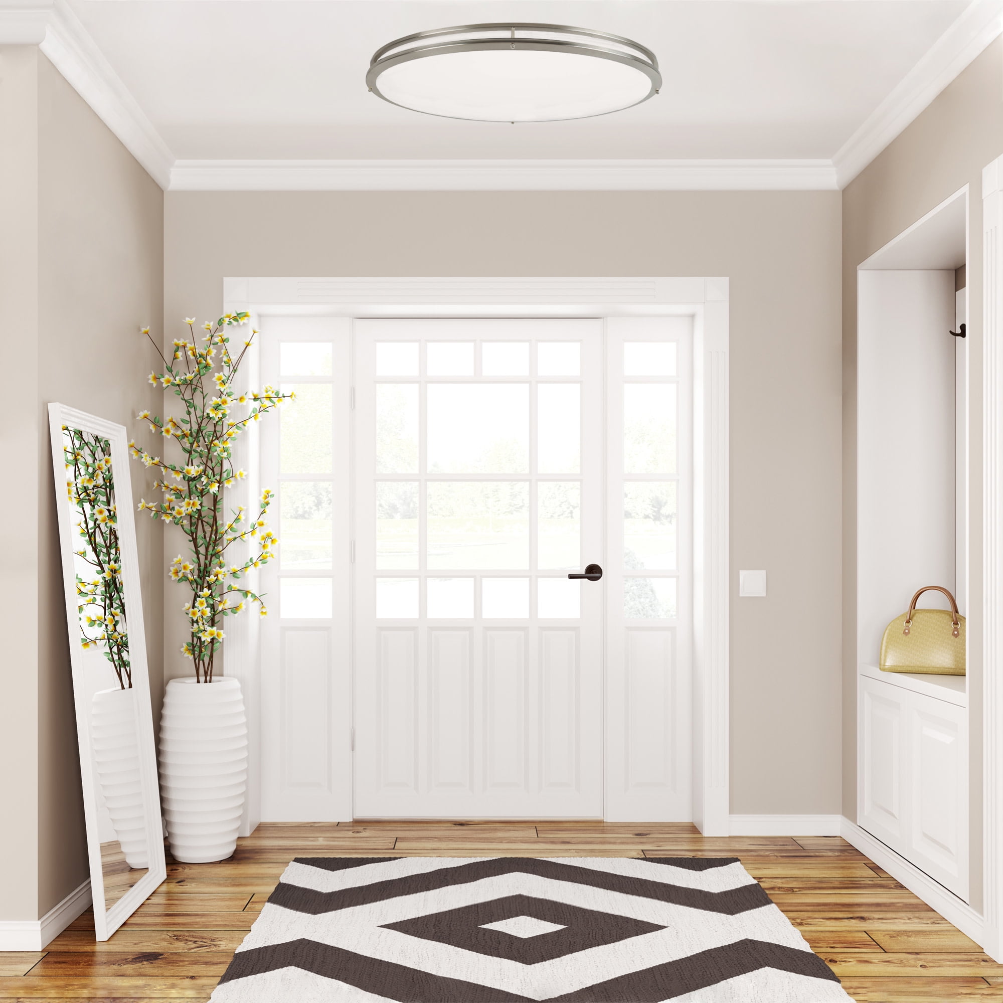Design House Owens 32" Integrated LED Dimmable Indoor Ceiling Light, Brushed Nickel