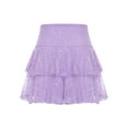 thumbnail image 4 of Doomiva Women's Lace Layered Mini Skirt Outfits A Line Cute Tiered Ruffle Skirt Y2K Streetwear Lavender M, 4 of 6