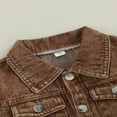 thumbnail image 4 of Veste en Jean pour Garçons Bébé Enfants Marron Col Rabattu Manches Longues Boutonnée Veste en Denim, 4 of 6
