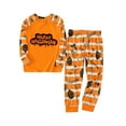 thumbnail image 3 of Rohuuque 2024 Family Pajamas Matching Sets Halloween Parent Casual Printed Long Sleeve Top With Bottom Outfits Loungewear Set Orange, 3 of 9