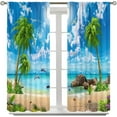 thumbnail image 5 of Ocean Beach Curtains, 3D Tropical Ocean Landscape Palm Trees Beach Coastal Nature Scenery Print Blackout Window Treatments Drapes for Bedroom Bathroom,2-Panel Set & Rod Pocket55x63in, 5 of 6
