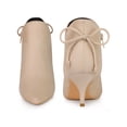 thumbnail image 4 of Unique Bargains Pointed Toe Bow Zip Kitten Heel Ankle Booties for Women Beige (Size 7.5), 4 of 4