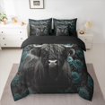 thumbnail image 2 of Manfei Black Highland Cow 7-Piece Twin Bedding Sets,Country Farmhouse Lodge Bedding Comforter Set,Blue Flower Floral Sheet Sets For Adults,Super Cozy Room Decor Reversible, 2 of 8