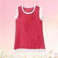 thumbnail image 5 of DISKEBUISS Girls' Casual Dress Ruffle Trim Collar Gingham Sleeveless Round Neck Soft Dress for Everyday Comfort Wear, 5 of 6