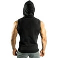 thumbnail image 4 of IYTR Mens Hooded Waistcoat Sleeveless Jacket Zipper Hooded Neck Casual Slim Summer Vest Coat with Pocket Solid Color Black XL, 4 of 4