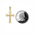 thumbnail image 3 of 14k Yellow & White Gold, Small Cross Jesus Christ Crucifix Pendant Religious Charm 17mm with 18" Dainty Neck Chain, 3 of 8