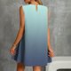 thumbnail image 4 of Vestido Corto para Mujeres Verano Moda Casual Impreso Lado Plisado Cuello Redondo sin Mangas, 4 of 7