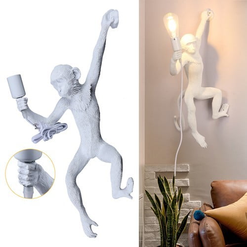 Creative Wall Lamp Industrial Vintage Resin Monkey Shape Wall Mount Lighting 110V 60W 12.99*25.59in for The Kitchen, Hotel, Foyer