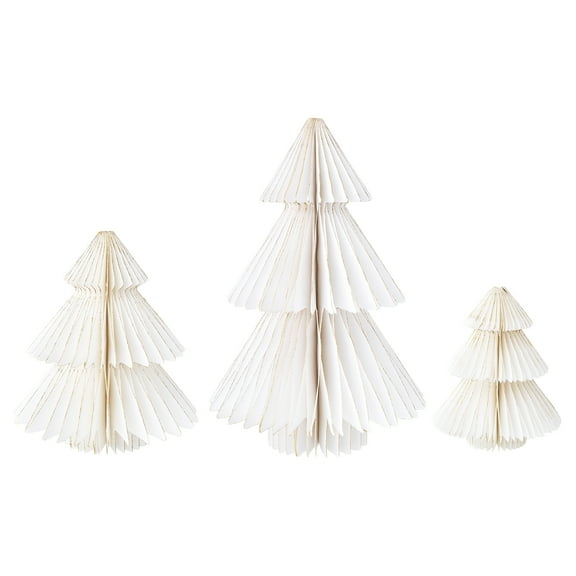 Paper Christmas Tree Tabletop Decorations, White, 3 Count, by Holiday Time