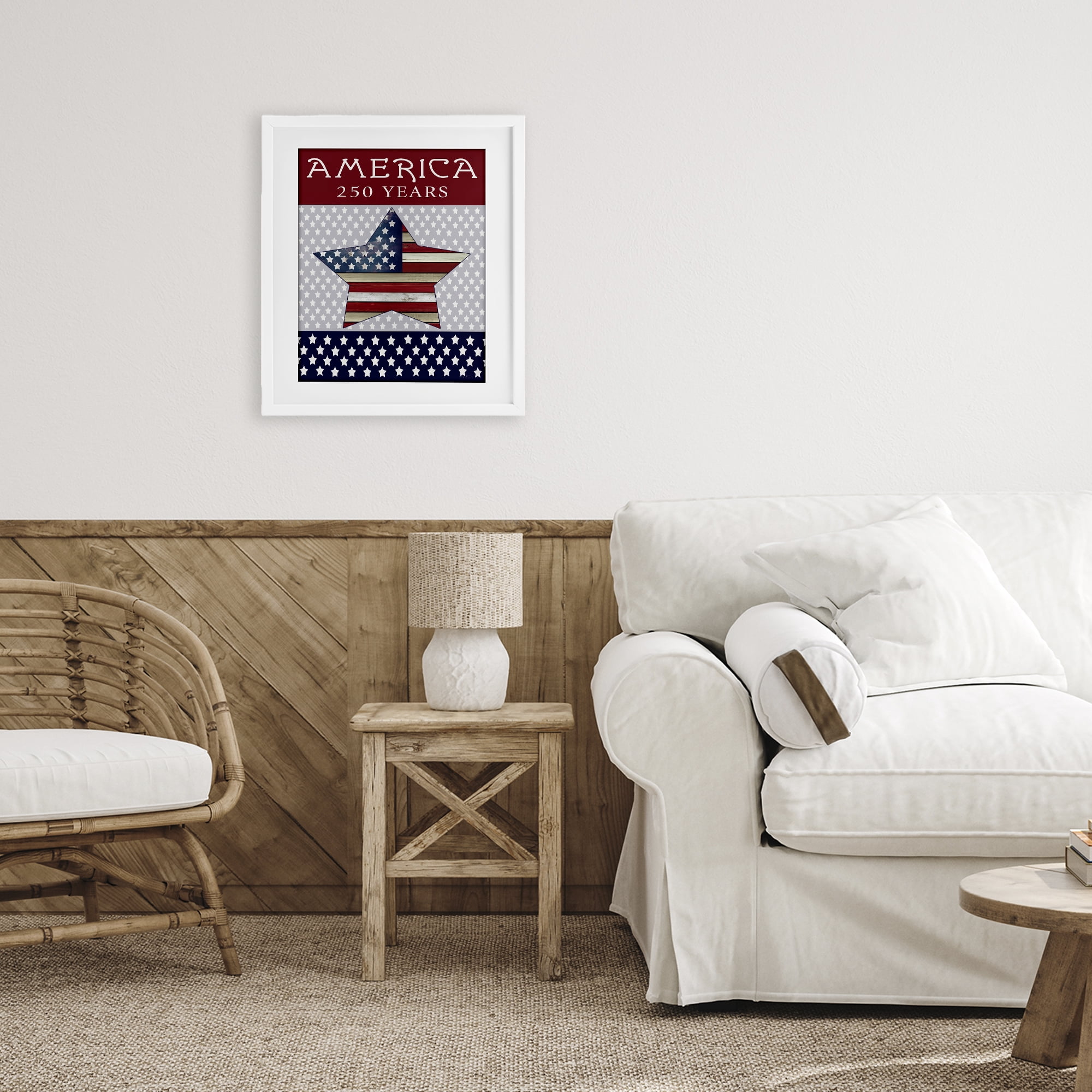 Stupell Industries Historic America 250 Years White Framed Print Under Glass, design by Cindy Jacobs