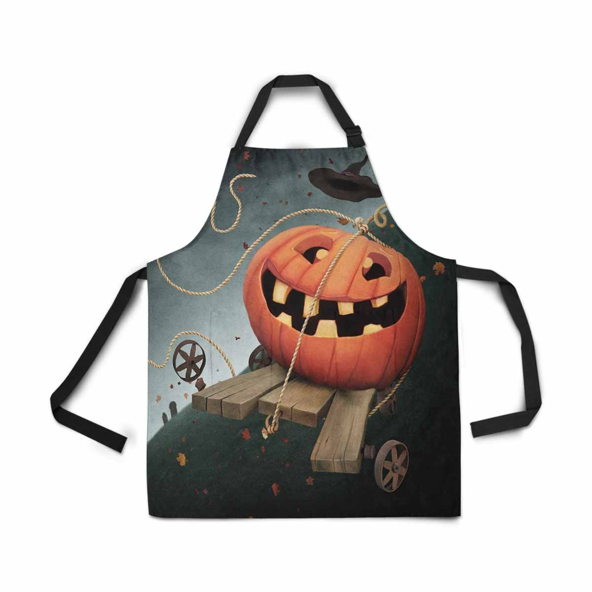 ASHLEIGH Adjustable Bib Apron for Women Men Girls Chef with Pockets Fun Pumpkin Autumn Holiday Halloween Novelty Kitchen Apron for Cooking Baking Gardening Pet Grooming Cleaning