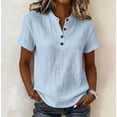 thumbnail image 2 of Ashirexll Short Sleeve Shirts for Women Summer Breathable V-Neck Short Sleeve T Shirt Woman Loose On Leisure for Daily, 2 of 5