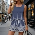 thumbnail image 2 of JULMCOMO Two Piece Sets for Women Floral Print Square Neck Casual Outfits Sleeveless Tank Top Drawstring Lounge Summer Short Sets with Pockets Navy S, 2 of 8