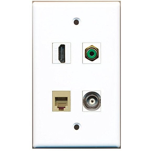 RiteAV - 1 Port HDMI 1 Port RCA Green 1 Port Phone RJ11 RJ12 Beige 1 Port BNC Wall Plate