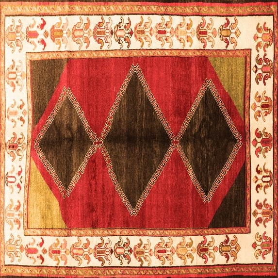 Ahgly Company Indoor Square Persian Orange Traditional Area Rugs, 3' Square