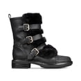 thumbnail image 2 of Dolce Vita Neft Lug Sole Combat Moto Boot Black Vegan Buckle Moto Ankle Booties (Black, 6), 2 of 4