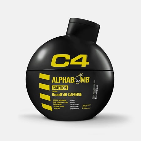 C4 Alpha Bomb Pre Workout Powder  Contains D9-Caffeine  Full Melon Jacket  20 Servings