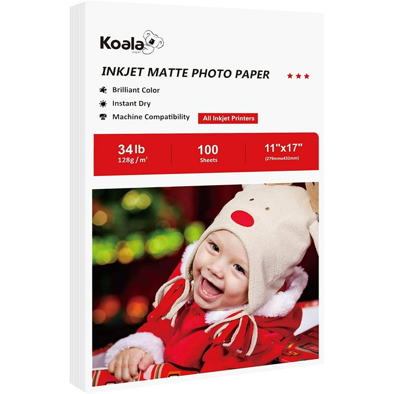Koala Inkjet Matte Photo Paper 8.5x11 White for Inkjet & Laser 34lb 8Mil  Thin for Pictures, Presentation, Flyer, Brochures 