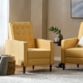 thumbnail image 2 of Mason Mid Century Modern Button Tufted Recliner, Muted Yellow and Dark Espresso, 2 of 10