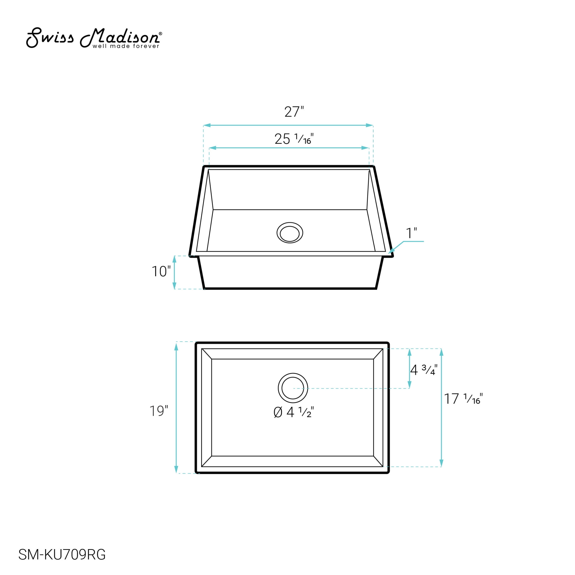Tourner 27 x 19 Stainless Steel, Single Basin, Undermount Kitchen Sink in Rose Gold