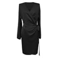 thumbnail image 4 of Women's Elegant V Neck Satin Dress With Waist And Low Cut Hijab for Women Scarf Dresses for Women Party Long Sleeve Scarfs for Women Packs Dress for Girls Girls Hijab Dresses for Ladies Fashion Hijab, 4 of 4
