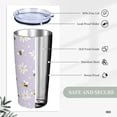 thumbnail image 4 of Bee Tumbler 20oz Funny Animal Stainless Steel Insulated Tumblers with Lid and Straw Purple Travel Coffee Mug Tea Wine Cups Water Bottle Sport Gifts for Women Bee lover, 4 of 6