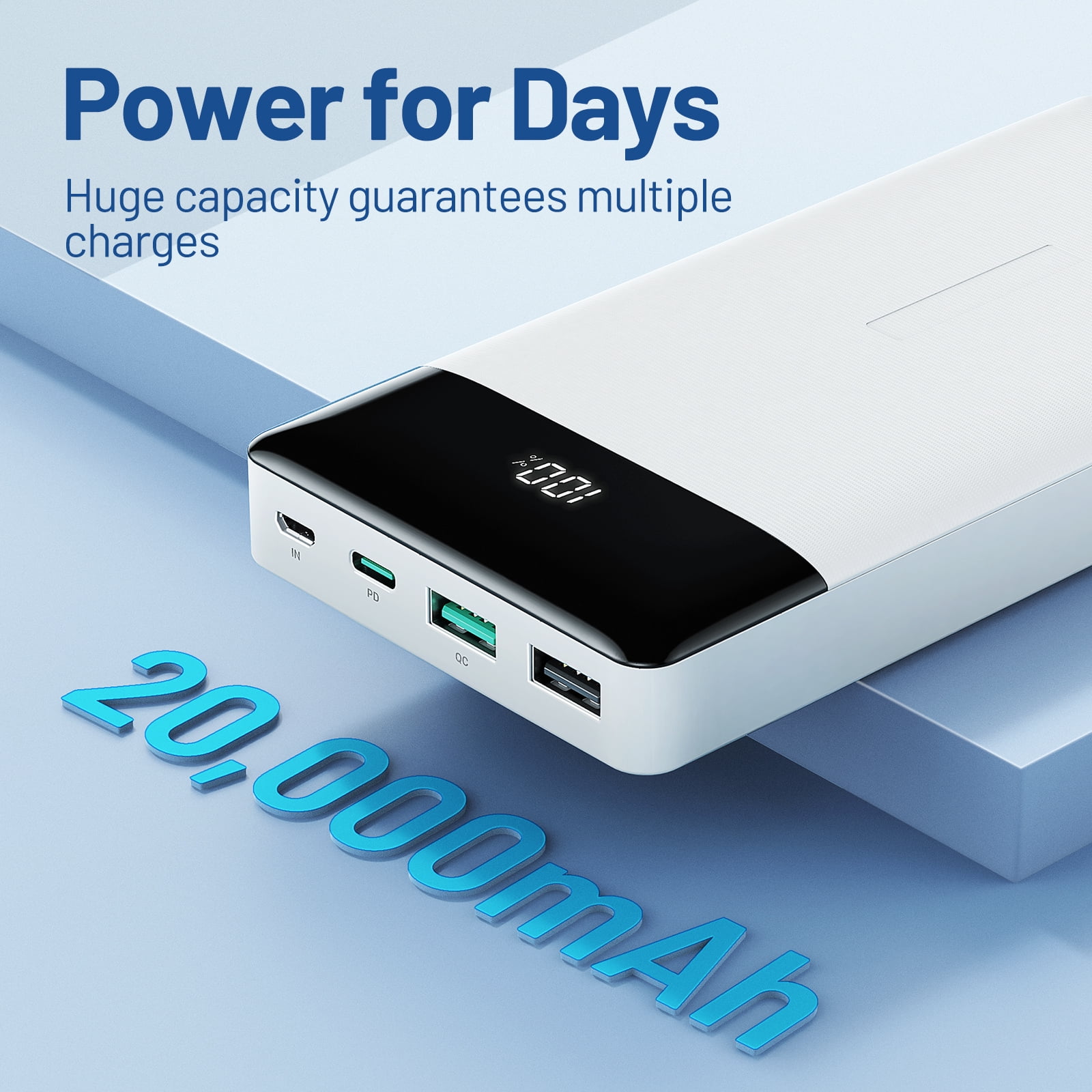 RAVPower 20000mAh 15W 4 Port USB-C Power Bank - Black £21.99