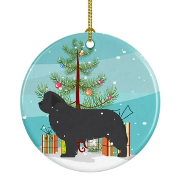 Carolines Treasures BB2982CO1 Newfoundland Merry Christmas Tree Ceramic Ornament 3 in multicolor