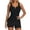 Black, variant on Women's V-Wire Tankini Swimsuits Tummy Control Ruched Top Two Piece Bathing Suits with High Waisted Shorts