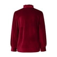 thumbnail image 6 of Baberdicy Women's T-Shirts Women's Spring V Neck Retro Gold Velvet Long Sleeved Blouse Womens Tops Wine, 6 of 6