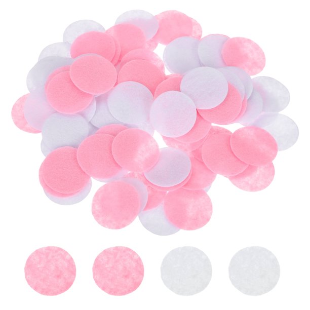 Uxcell 25mm 1" Círculos de Fieltro Redondos, 200 Pcs Almohadillas de Manualidades Pre Cortadas de Tela No Tejida para Proyectos de Manualidades DIY, Blanco/Rosa