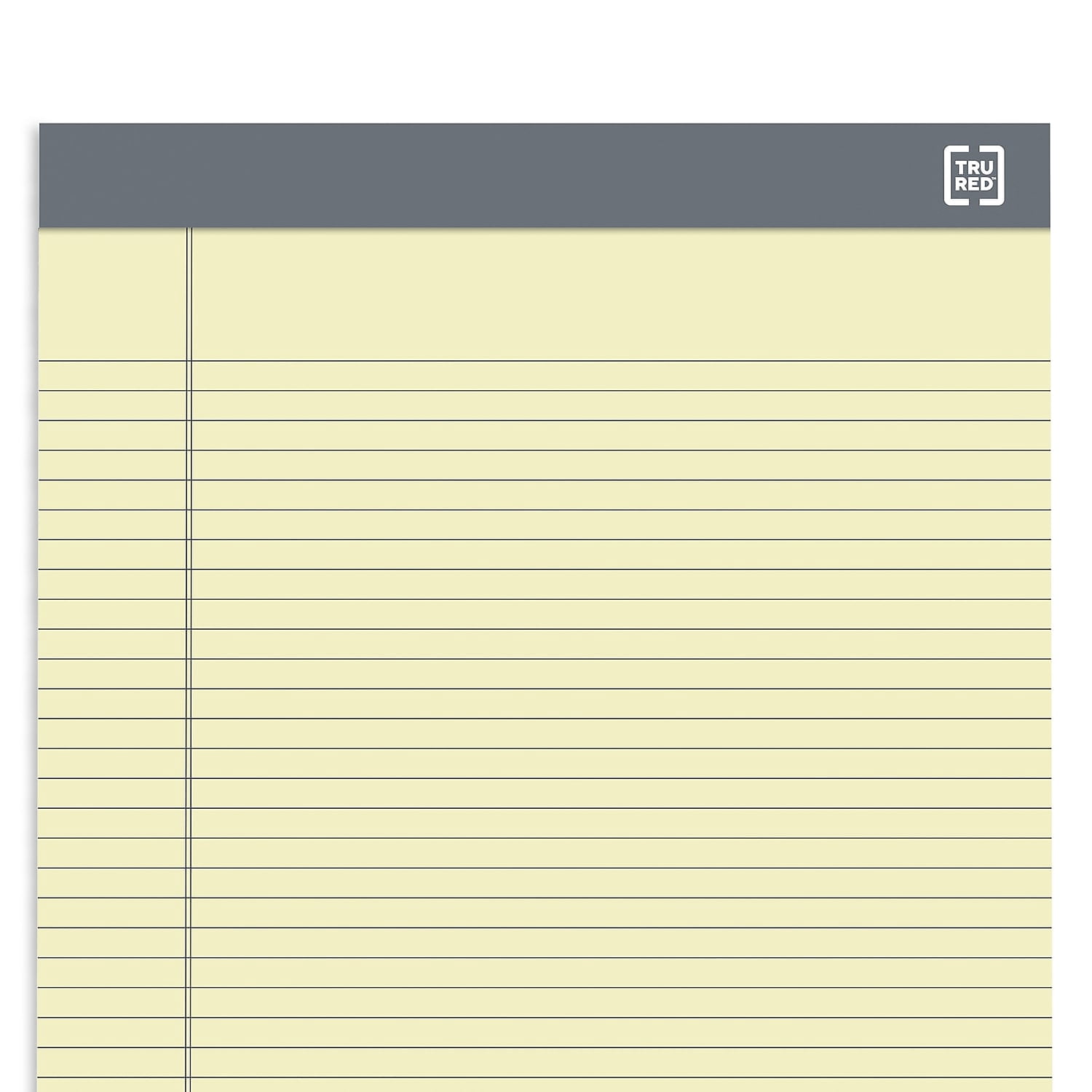 Staples TRU RED Notepads 8.5" x 11.75" Narrow Ruled Canary 50 Sheets/Pad 24/Carton TR59912/TR573VS