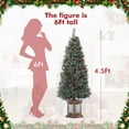 thumbnail image 4 of FOLDLIFE 4.5ft Flocked Potted Christmas Tree with Berry Clusters and Red Berrie, Pre-Lit Artificial Christmas Tree with 108 Warm White LED Lights and 8 Lighting Modes,Vintage Potted Base, 4 of 6