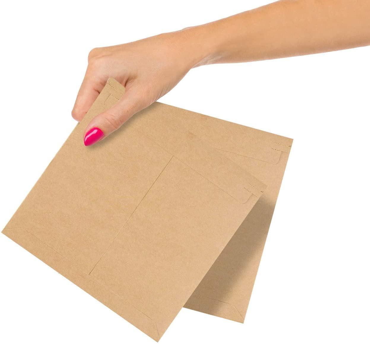 Pack of 10 Natural Kraft Stay Flat Mailers 13 x 18. Brown Cardboard Envelopes 13 x 18. Self Seal