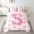 thumbnail image 2 of Castle Fairy Monogrammed Letter 7-Piece Twin Bedding Sets for Kids,Bow Alphabet Bedding Comforter Set,Dreamy Princess Breathable Sheet Sets,Super Cozy Room Decor, 2 of 8