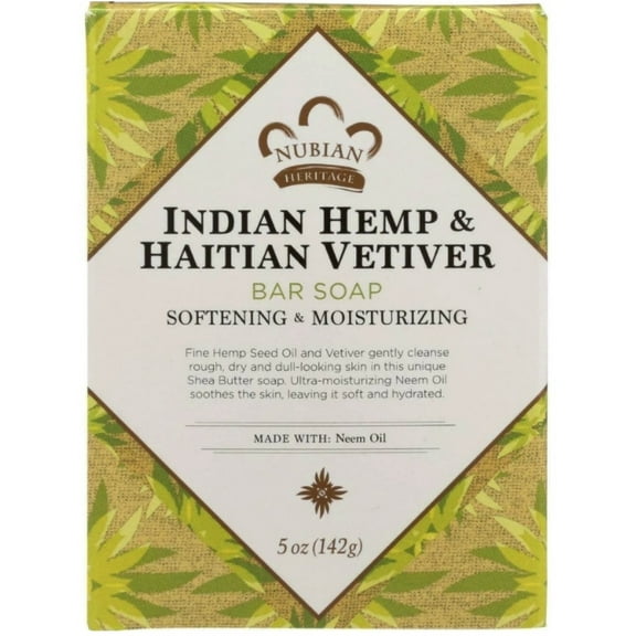 Nubian Heritage Indian Hemp & Haitian Vetiver Soap 5 oz (Pack of 3)