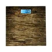 Bathroom Scale for Body Weight, Bathroom Body Scale with a Large LCD Backlight Display and Tempered Glass, Batteries Included, 400lbs (BRWN Wood)