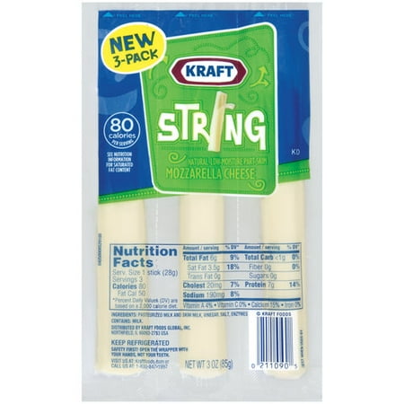 Kraft Low-Moisture Part-Skim Mozzarella String Cheese, 3 ...