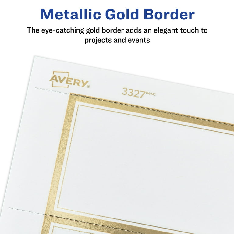 Avery Tags with Metallic Gold Borders and Strings, 2" x 3.5", 40 Total,  Laser/Inkjet Printable Tags (3326) - Walmart.com